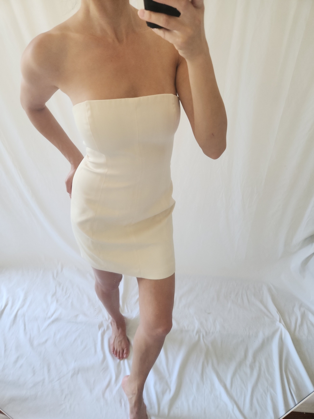 Meshki Strapless Cream Bodycon Mini - Picture 9 of 14